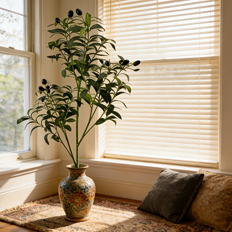 Ficus Lyrata Tree - ต้นมะกอกประดิษฐ์ขนาด 28 ซม.-120 ซม., ตกแต่งบ้านในร่ม ห้องนั่งเล่น