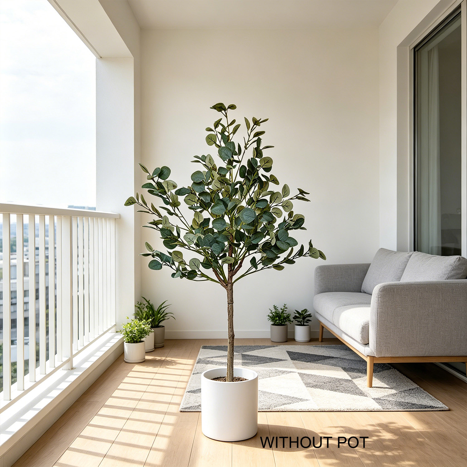 Ficus Lyrata Tree - ต้นยูคาลิปตัสเทียมสูง 140 ซม. ทนต่อรังสียูวี ต้นไม้ปลอมสำหรับตกแต่งภายในและภายนอกบ้าน สวน