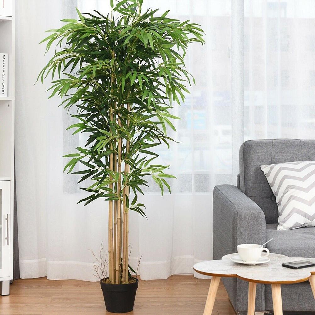 10 ชิ้นประดิษฐ์ไม้ไผ่สีเขียวใบ - Ficus Lyrata Tree บทวิจารณ์และราคา